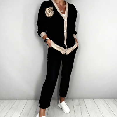 🔥 Oferta ograniczona czasowo – 💃 Dwuczęściowy zestaw damski z casualową bluzką z dekoltem w serek i spodniami z wysokim stanem 💞 DARMOWA DOSTAWA